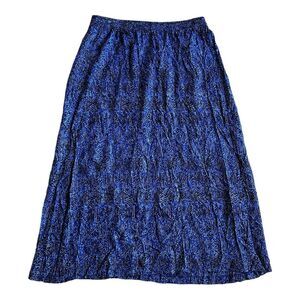 Vintage Judy Knapp California Rayon Women's Skirt Small Pleated Blue‎ & Black